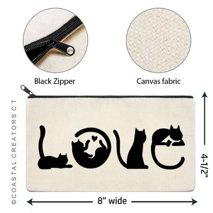 Cat Spells Love Multi-Purpose Canvas Travel Pouch
