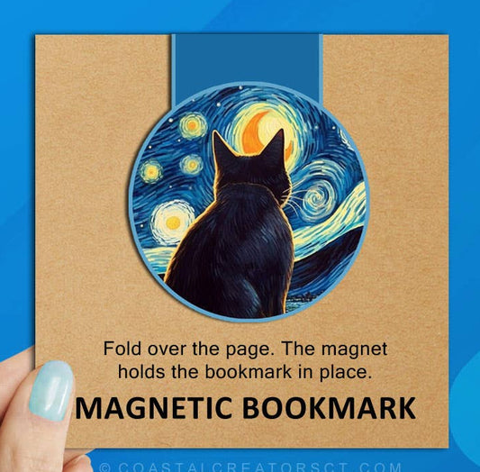 Van Gogh Cat Artist Reversible Magnetic Bookmark