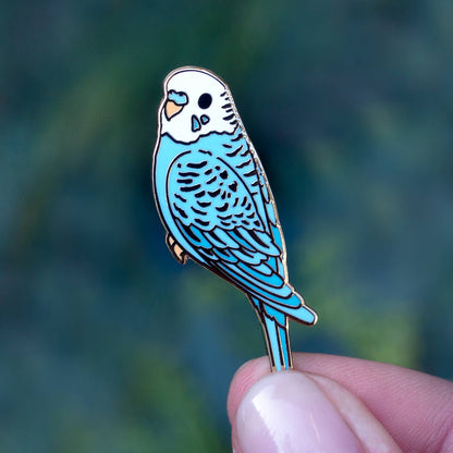 Blue Parakeet Budgie Enamel Pin