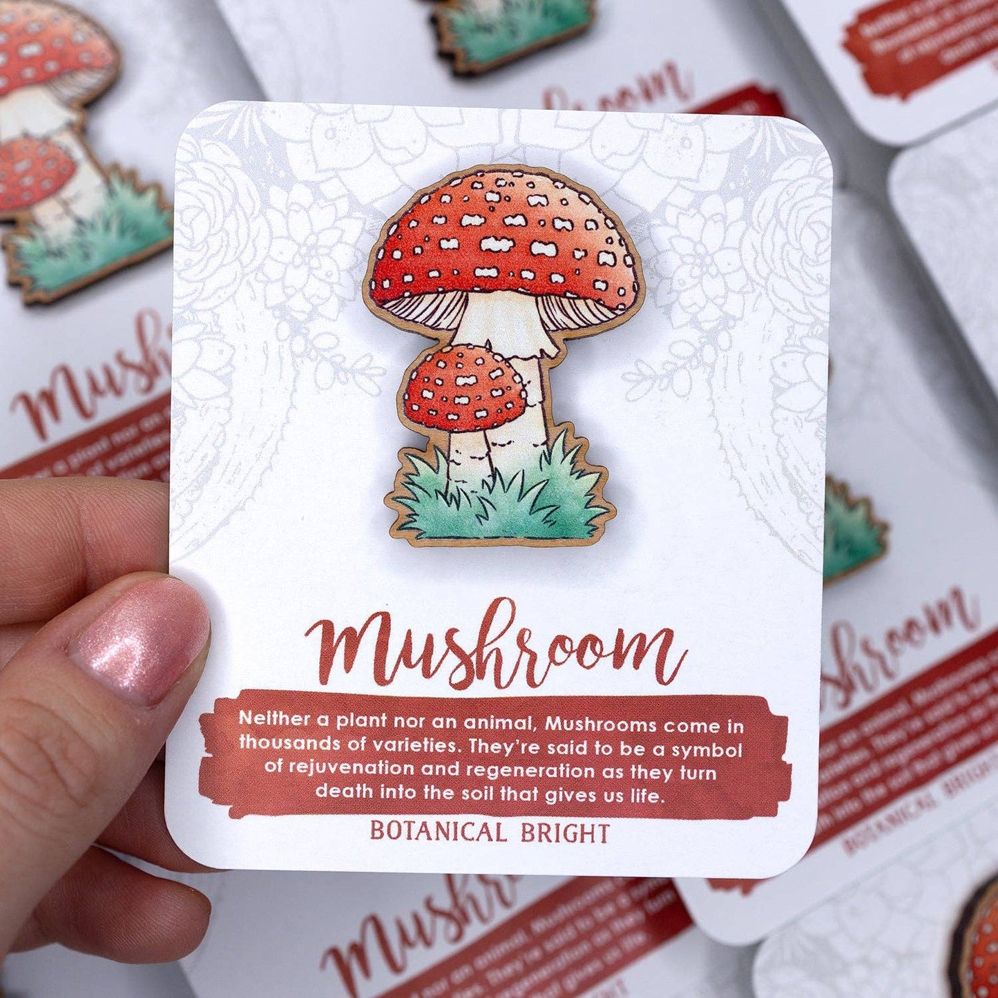 Mushroom Wood Pin