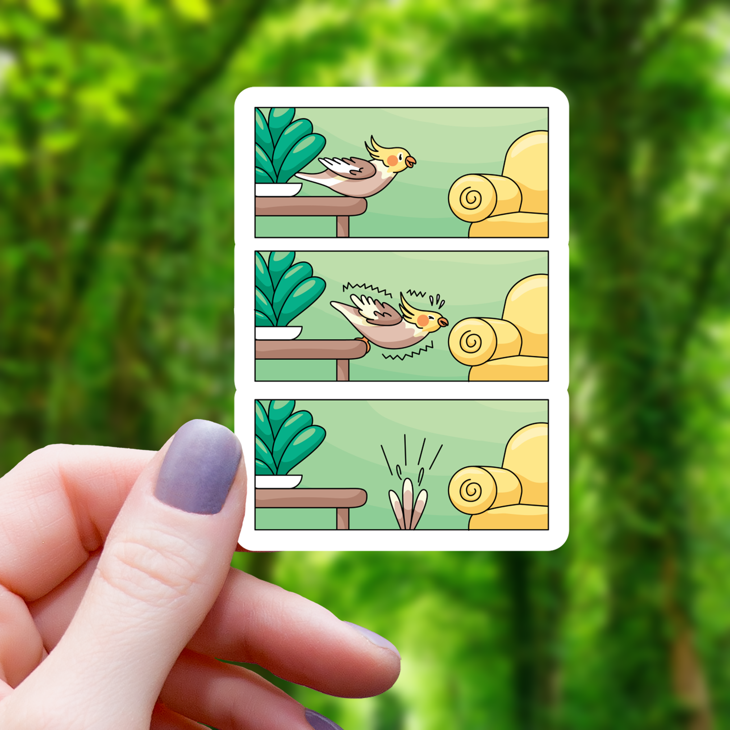 Cockatiel Comic Strip Bird Sticker - 3"