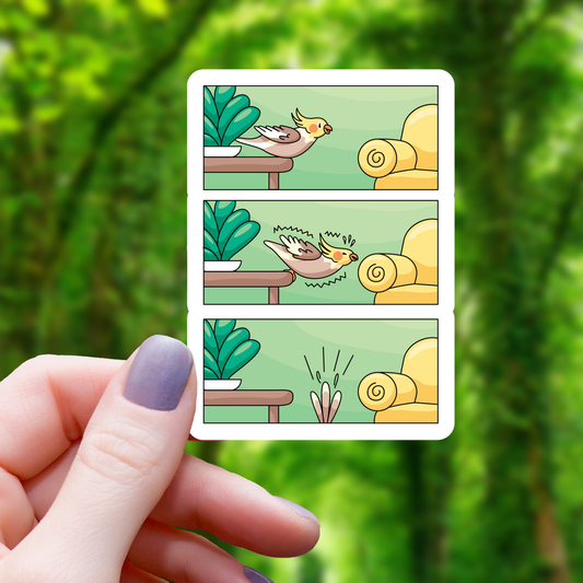 Cockatiel Comic Strip Bird Sticker - 3"