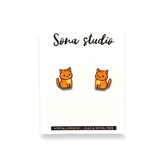 Orange Cat Earrings