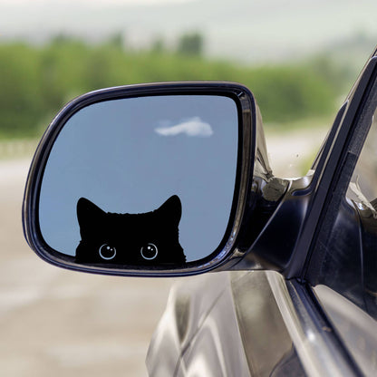 Peeking Cat with Realistic Eyes Black Vinyl Transfer Sticker