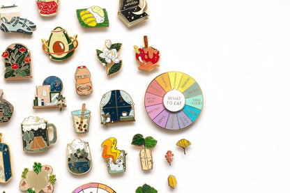 What To Eat Enamel Pin, Interactive Pin, Spinning Pin