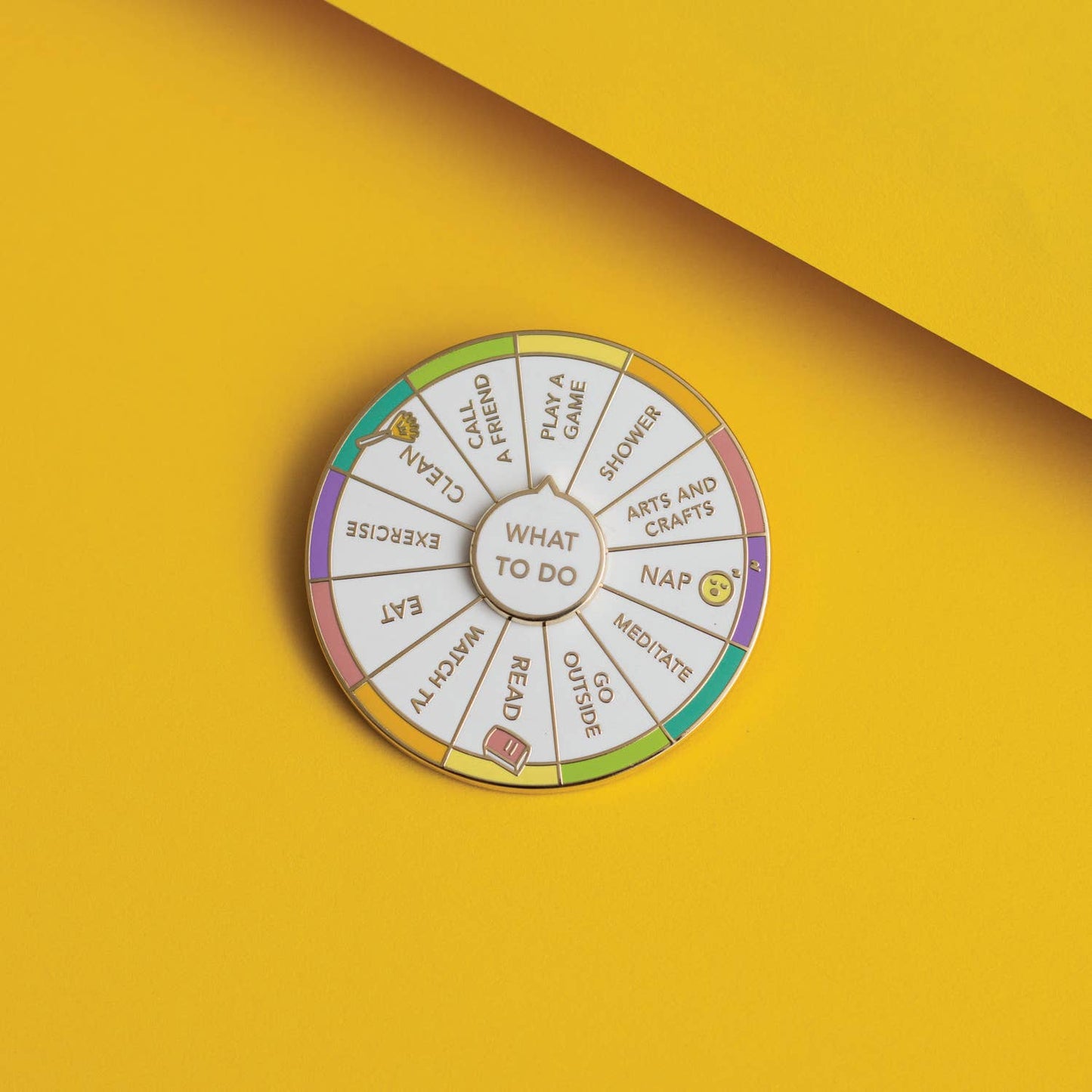 What To Do Spinning Enamel Pin, Interactive Pin