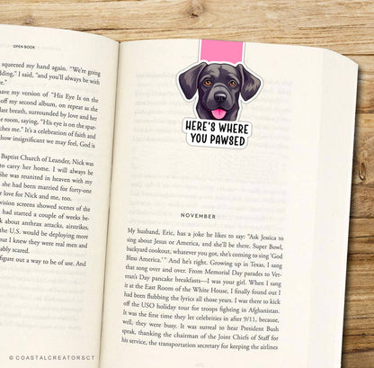 Here's Where You Pawsed Dog Reversible Magnetic Bookmark