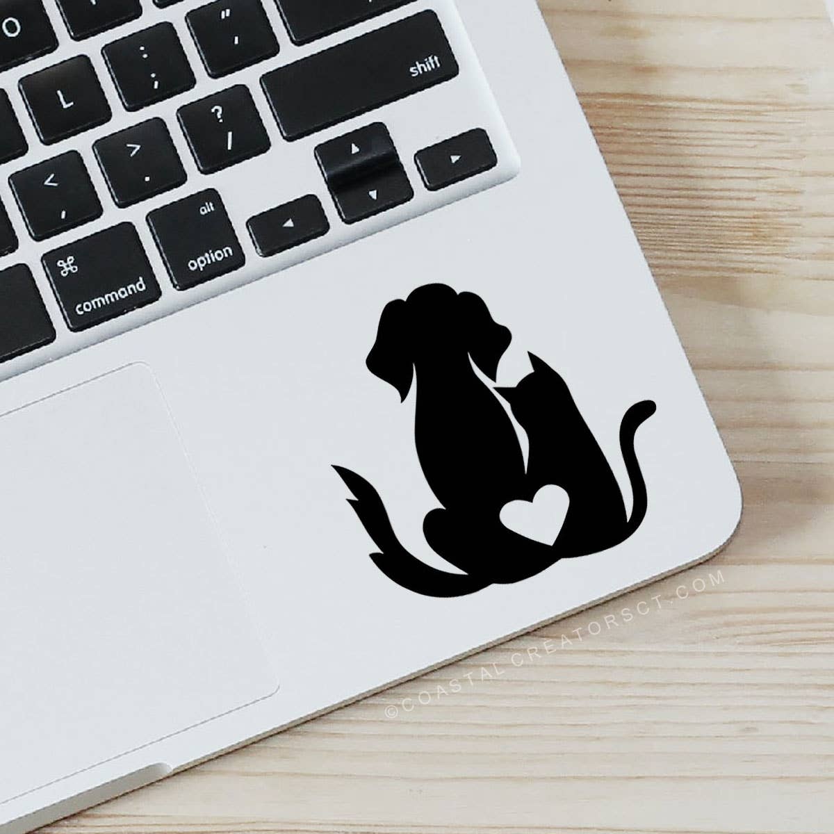 Dog Cat Heart Black Vinyl Laptop Transfer Sticker