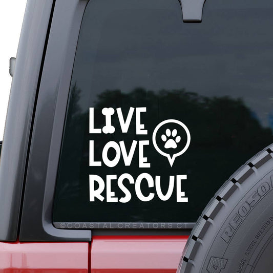 Live Love Rescue White Vinyl Car Window Decal