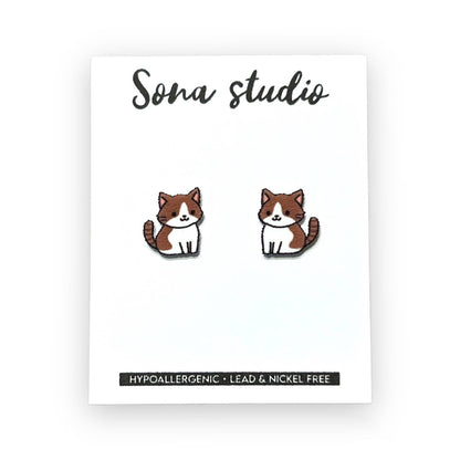 Brown Kitty Earrings