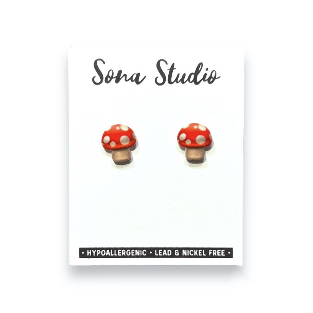 Mini Mushroom Earrings