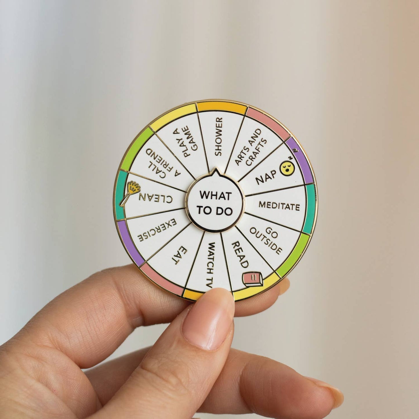 What To Do Spinning Enamel Pin, Interactive Pin