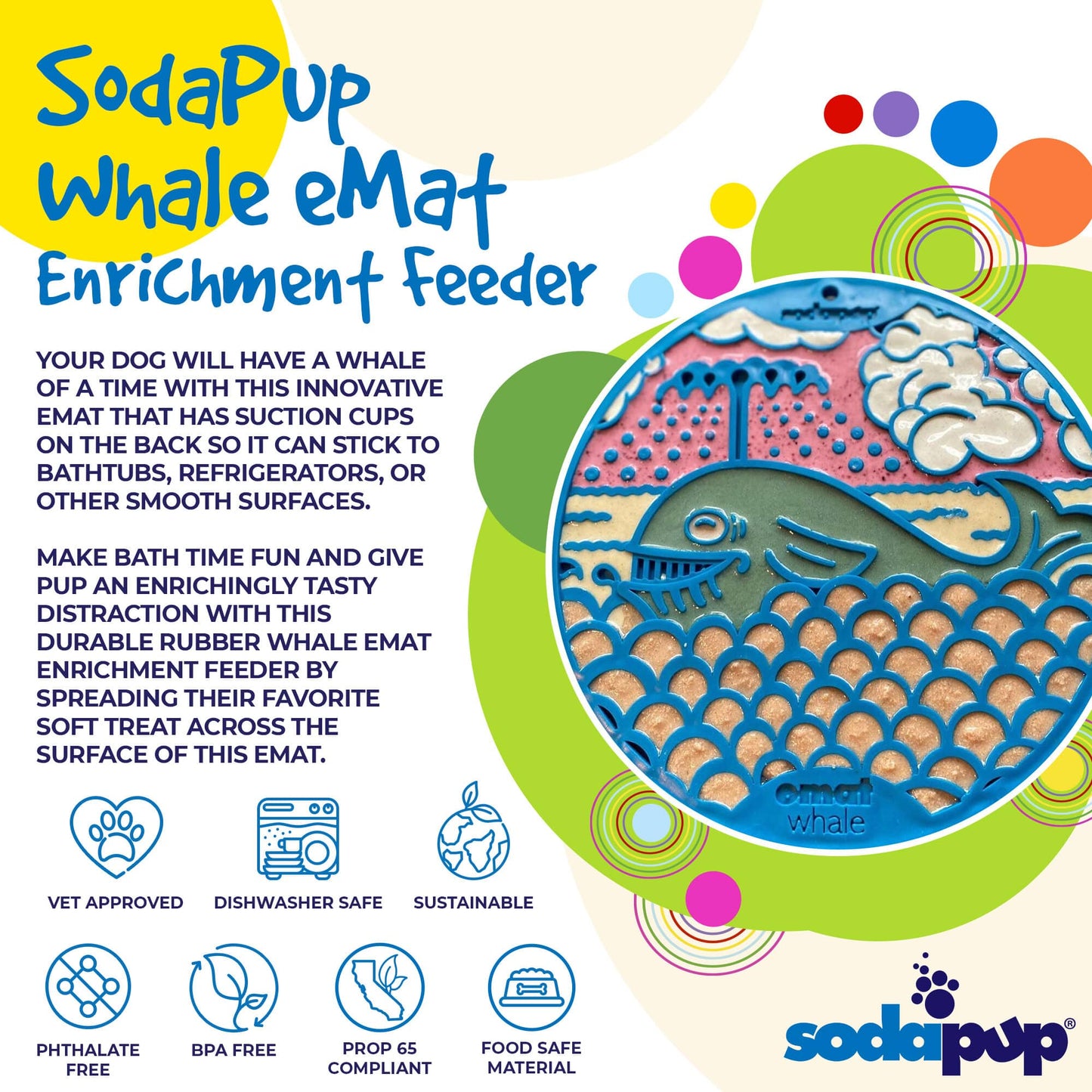 Whale Lick Mat for Dogs and Cats - with Suction Cups