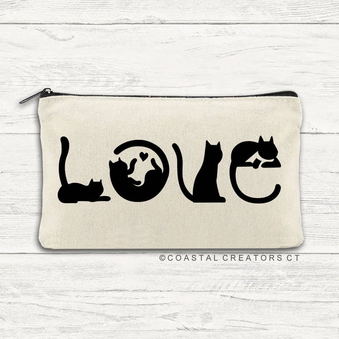 Cat Spells Love Multi-Purpose Canvas Travel Pouch