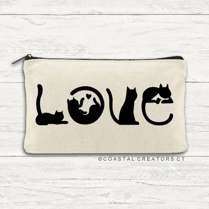 Cat Spells Love Multi-Purpose Canvas Travel Pouch
